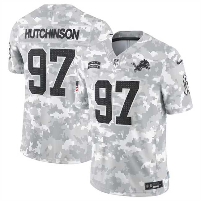 Men%27s Detroit Lions #97 Aidan Hutchinson 2024 Arctic Camo Salute To Service Limited Stitched Jersey Dyin->detroit lions->NFL Jersey